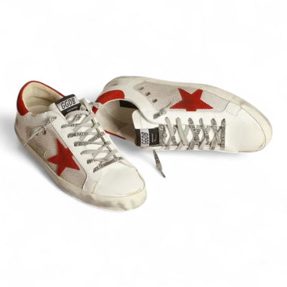 Golden Goose Super-Star White Leather Red Star Sneakers