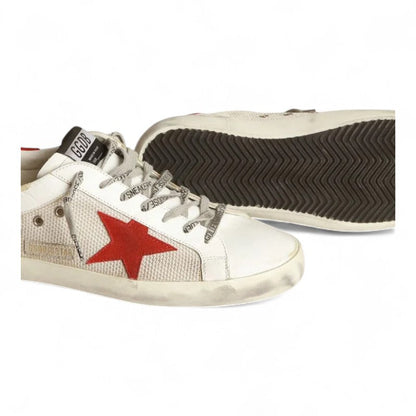 Golden Goose Super-Star White Leather Red Star Sneakers