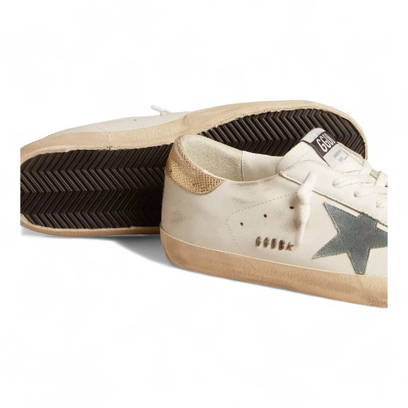 Super-Star sneakers with a suede star and platinum snake-print leather heel tab