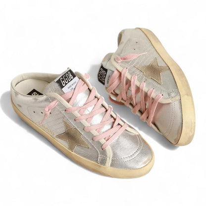 Golden Goose Super-Star Sabot Silver Metallic Leather Sneakers
