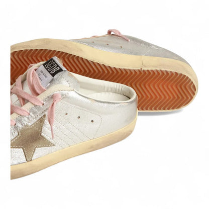 Golden Goose Super-Star Sabot Silver Metallic Leather Sneakers