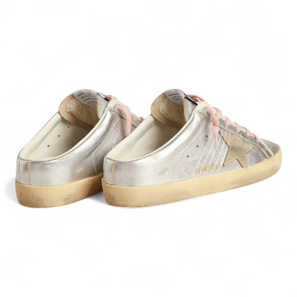 Golden Goose Super-Star Sabot Silver Metallic Leather Sneakers