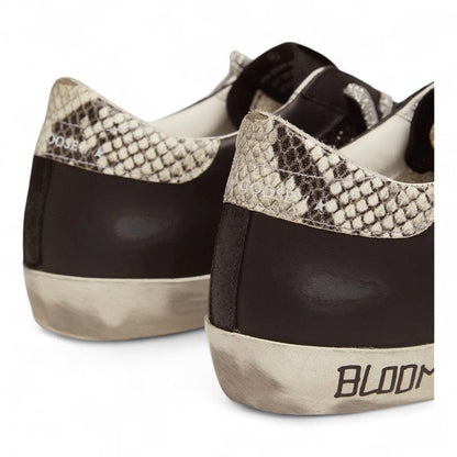 Golden Goose Super-Star Black Leather Glitter Sneakers