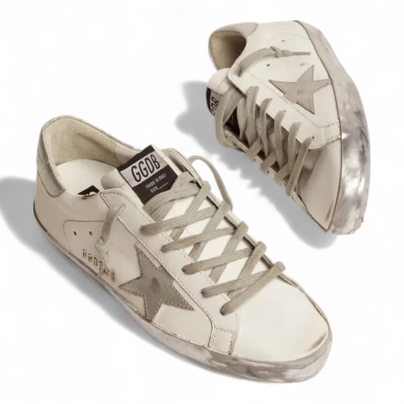 Super-Star sneakers with silver sparkle foxing and metal stud lettering